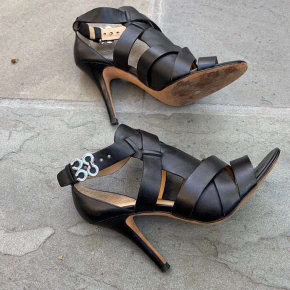 Coach MILA Black Leather Buckle Sandals Dress stiletto Size 6.5 - Picture 13 of 13